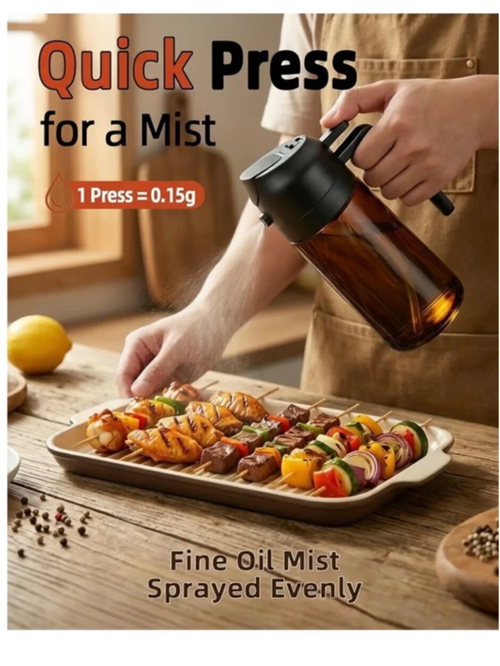 NEW 16oz Olive Oil Sprayer for Cooking, 2 in 1 Oil Dispenser Sunlight Shielding